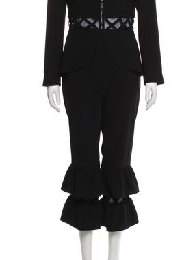 Anne Fontaine maestro Black Ruffle Hem Cropped Pants
